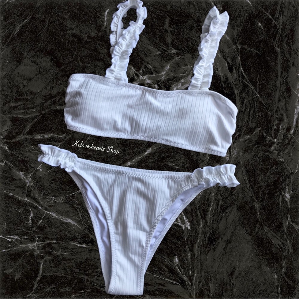 White Ruffle Cheekster Bikini - Picture 5 of 8